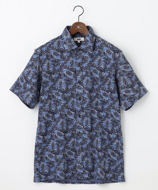 JOSEPH ABBOUD 【リネン素材/清涼感/吸水速乾】リネンハニカムプリント 半袖 シャツ ネイビー系6