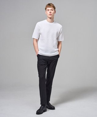 JOSEPH HOMME ドライコットンリンクス　半袖クルーネックニット ライトグレー系