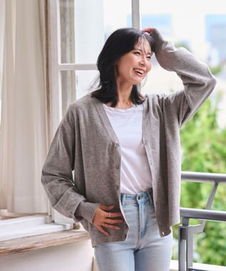 WEGO 【WEB限定/2025年秋冬新作//洗濯可/MLサイズ展開/ユニセックス着用ITEM】ドロップショルダーカーディガン グレー