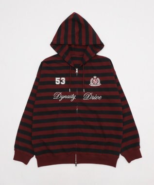 WEGO 【ユニセックスITEM/MLサイズ展開】ナンバリングカットZIPパーカー レッドボーダー