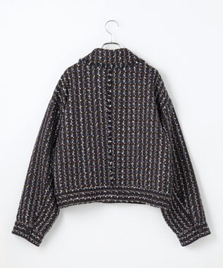 #Newans ツイードブルゾン ネイビー×ブラウン