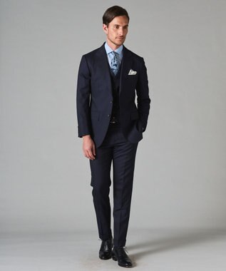 GOTAIRIKU 春夏向け【形態安定】SUMMERPREMIUMPLEATS_スモールワイドカラー 長袖ドレスシャツ（ストライプ/チェック） サックスブルー系1