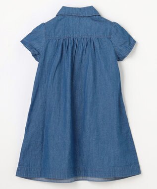 組曲 KIDS 【100㎝】 フラワーボタンデニムワンピース ネイビー