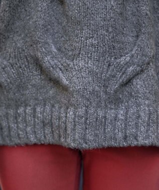 Tiaclasse 【洗える】ケーブルミックス編みニットトップス チャコールグレー