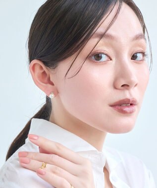 Phoebe 【金属アレルギー対応】パワーストーンバーピアス　パール ホワイト