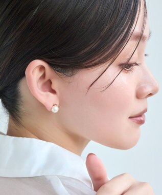 Phoebe 【金属アレルギー対応】パワーストーンバーピアス　パール ホワイト