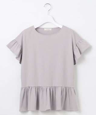 Feroux 【UVケア】フリルスリーブペプラム カットソー ライトグレー系