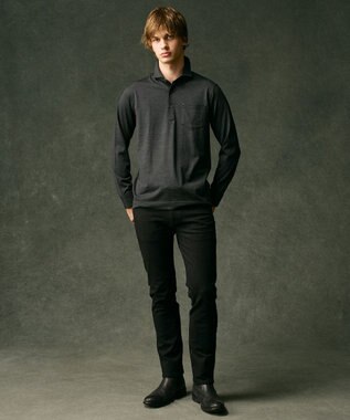 JOSEPH ABBOUD 【ふっくらあたたかウール100％】ウールダディポロシャツ グレー系