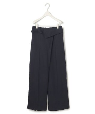 ICB L 【UVケア・接触冷感・速乾・防シワ・洗える】 FluidBackSatin デザインワイドパンツ ネイビー系