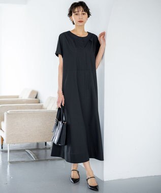 23区 【一部店舗限定/UVカット/洗える】タイプライター サック風 ワンピース ネイビー系