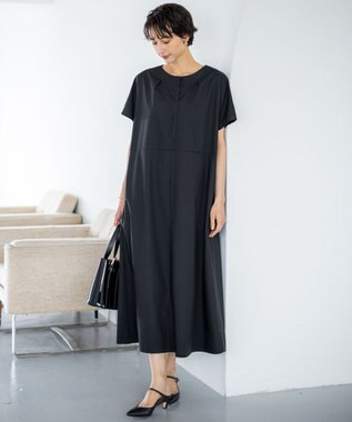 23区 S 【一部店舗限定/UVカット/洗える】タイプライター サック風 ワンピース ネイビー系