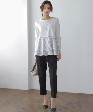 組曲 L ハンサムツイルテーパード パンツ ブラック系