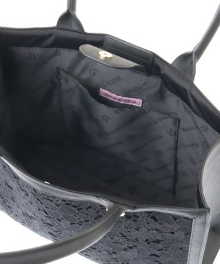 Maison de FLEUR EC限定フラワーレーススクエアトートバッグ Black
