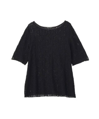 YECCA VECCA 5分袖レースシアートップス Black