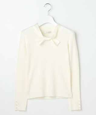 Feroux 【先行予約】リボンタイリブ ニット ホワイト系