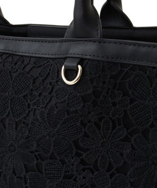 Maison de FLEUR EC限定フラワーレーススクエアトートバッグ Black