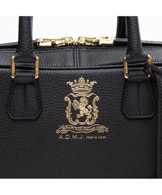 A.D.M.J. 【牛革】モーツァルト/バイカラーボストン25cm(ショルダーストラップ付) BLACK×BLACK