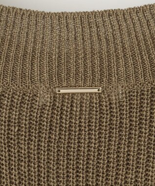 自由区 S 【洗える】リネンミドルゲージニット ベスト カーキ