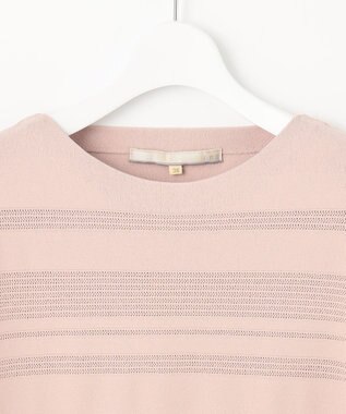 自由区 【洗える】クレープストレッチボーダー ニット ピンク系
