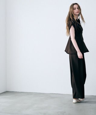 uncrave リネンライクツイル ジレブラウス ダークブラウン