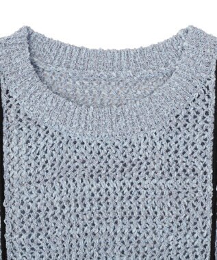 earth music&ecology 配色ラインＭＩＸニットベスト Blue