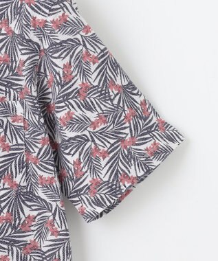 JOSEPH ABBOUD 【リネン素材/清涼感/吸水速乾】リネンハニカムプリント 半袖 シャツ レッド系6