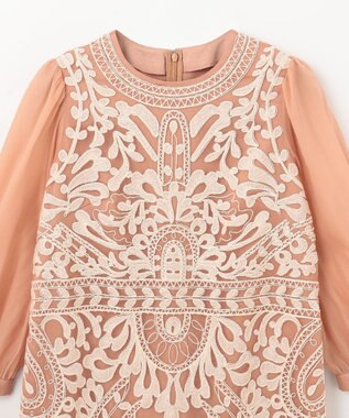 GRACE CONTINENTAL オーガン袖コード刺繍ドレス ピンク