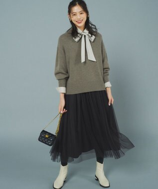 組曲 L ウールカシミヤミックス ロールネック ニット ココアブラウン系