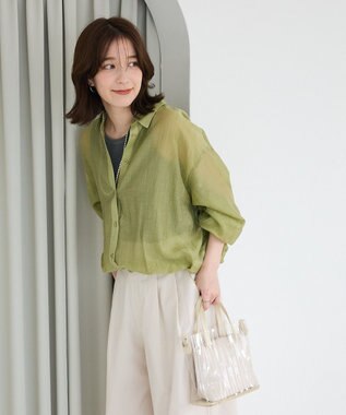 Green Parks 裾ドロストシアーシャツ Green