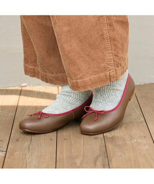 ing <ing>【３E】ワンポイントバレエシューズ ブラウンコンビ