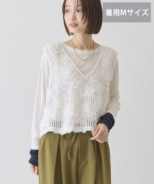 AMERICAN HOLIC 【選べる丈】Ｖネックレースベスト Off White