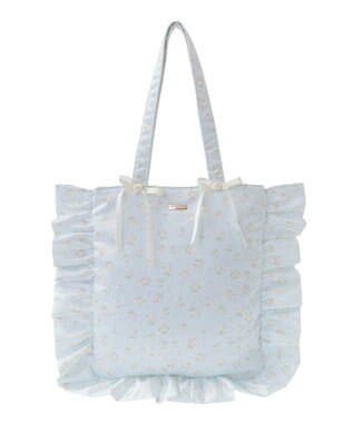 Maison de FLEUR ローズプリントフリルトートバッグ Sax