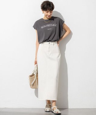 23区 S 【接触冷感/洗える】BON-PRESAGE ロゴ フレンチスリーブ Tシャツ グレー系