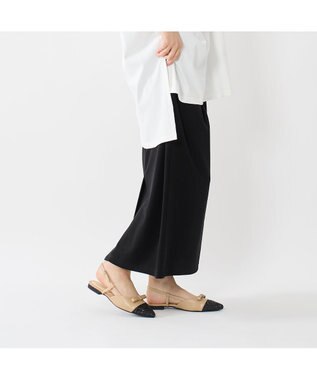 MODE ET JACOMO <carino>グリッターコンビフラットシューズ ベージュコンビ