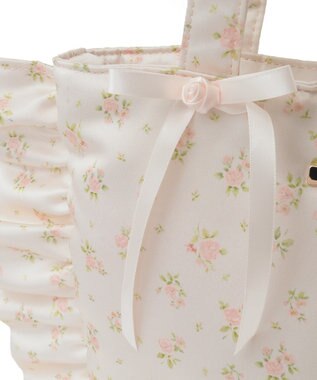 Maison de FLEUR ローズプリントフリルトートバッグ Light Beige