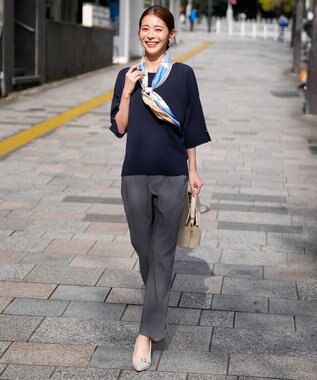 ANY SIS S エアリーストレッチ テーパードパンツ シャンブレーグレー