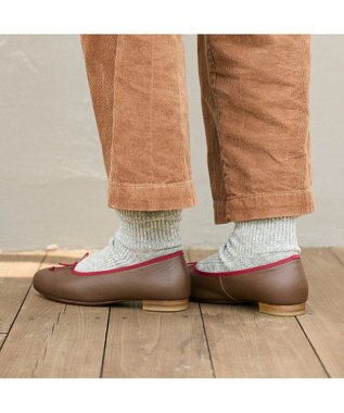 ing <ing>【３E】ワンポイントバレエシューズ ブラウンコンビ