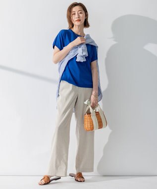 23区 【洗える/好評につき新色追加】レーヨンポリエステルストレッチ プルオーバー ニット ブルー系