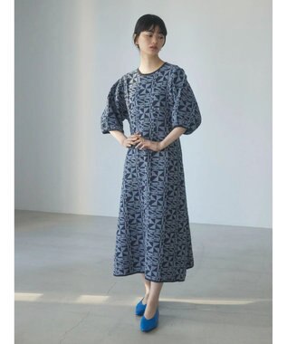 Green Parks ａ．ニットジャガード柄ワンピース Blue