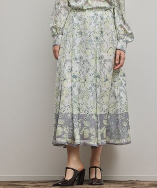 GRACE CONTINENTAL フルーツフラワープリントスカート イエロー
