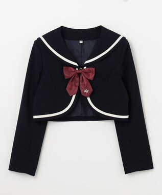 ANY KIDS ジャケット付き チェック ワンピース ネイビー