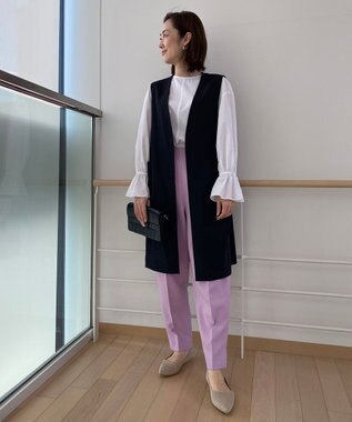 UNFILO 【VERY.3月号掲載/洗える/ストレッチ】ハイウエストカラーパンツ ピンク