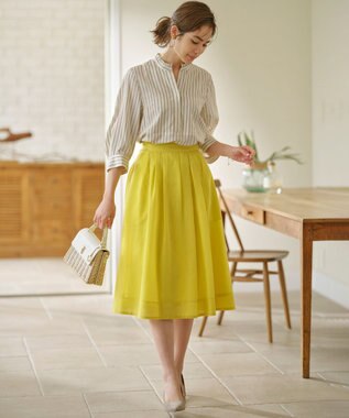 組曲 【WEB限定】ナイロンレーヨン スキッパーブラウス エクリュベース系1