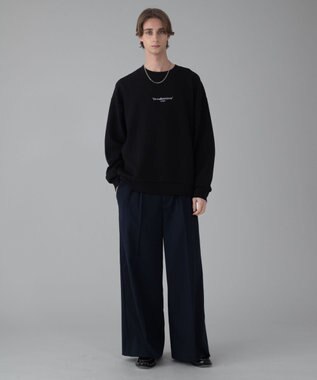 WEGO 【ユニセックス着用ITEM/2点SET/MLサイズ展開】アクセ付きフォトグラフィックプルオーバー ブラック