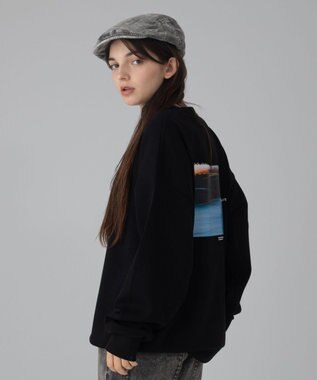 WEGO 【ユニセックス着用ITEM/2点SET/MLサイズ展開】アクセ付きフォトグラフィックプルオーバー ブラック