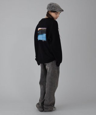 WEGO 【ユニセックス着用ITEM/2点SET/MLサイズ展開】アクセ付きフォトグラフィックプルオーバー ブラック