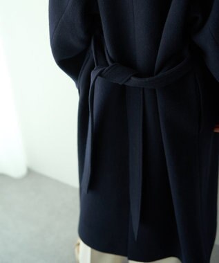 YECCA VECCA ウール混ステンカラーロングコート Dark Navy