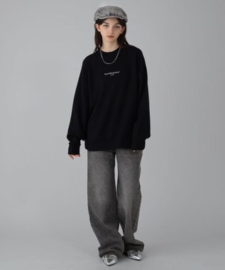 WEGO 【ユニセックス着用ITEM/2点SET/MLサイズ展開】アクセ付きフォトグラフィックプルオーバー ブラック