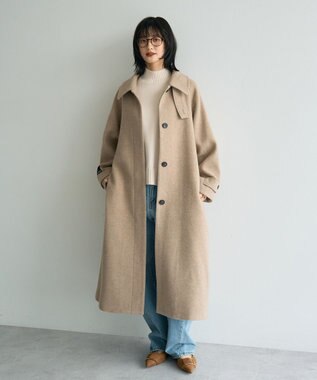 YECCA VECCA ウール混ステンカラーロングコート Mocha