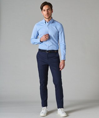 GOTAIRIKU ロングセラー【洗える/折り目加工/シワになりにくい/ウエストアジャスター】ウォッシャブル サマーウール100％パンツ_定番色(ノータック)23/24年モデル ネイビー系